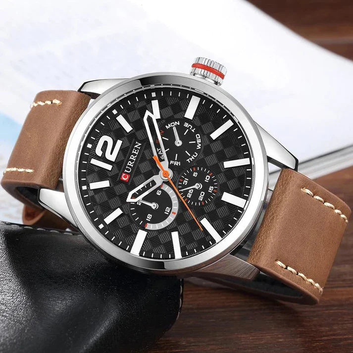 CURREN WATCHES CURREN Original Brand Leather Straps Wrist Watch For Men With Brand (Box & Bag)-8247