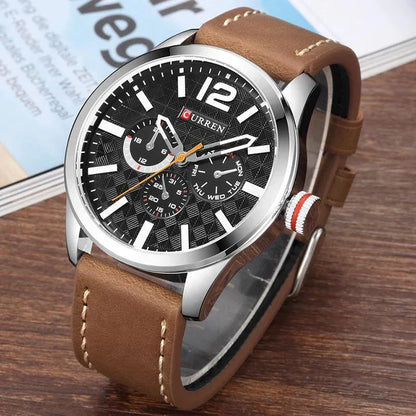 CURREN WATCHES CURREN Original Brand Leather Straps Wrist Watch For Men With Brand (Box & Bag)-8247
